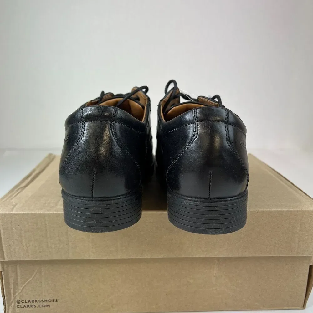Clarks Mens Whiddon‎ Pace Dress Shoes Black Leather Oxford Lace-Up Sz 7W NEW